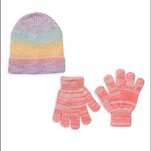 NWT Curls & Pearls Couture Beanie Hat and Gloves Set, Kids OS, Pastel Ombré